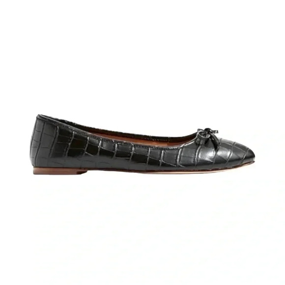J. Crew Factory Black Croc-Embossed Flats - Picture 2 of 9